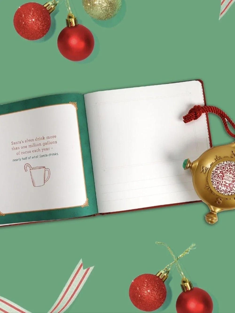 New From HALLMARK! Demdaco Gold Santa's Kindness Compass Ornament With Journal